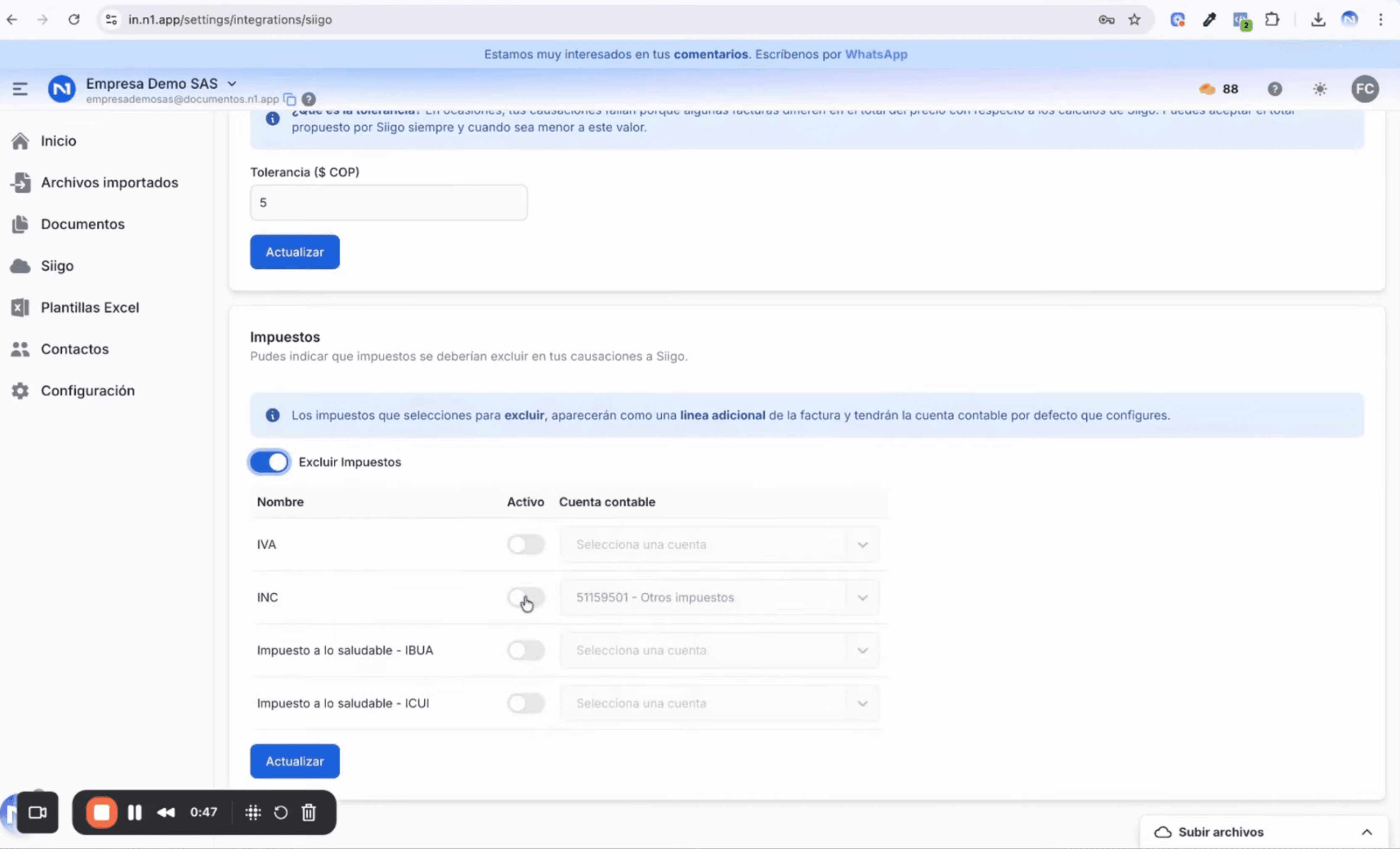 Configurar impuestos al por mayor